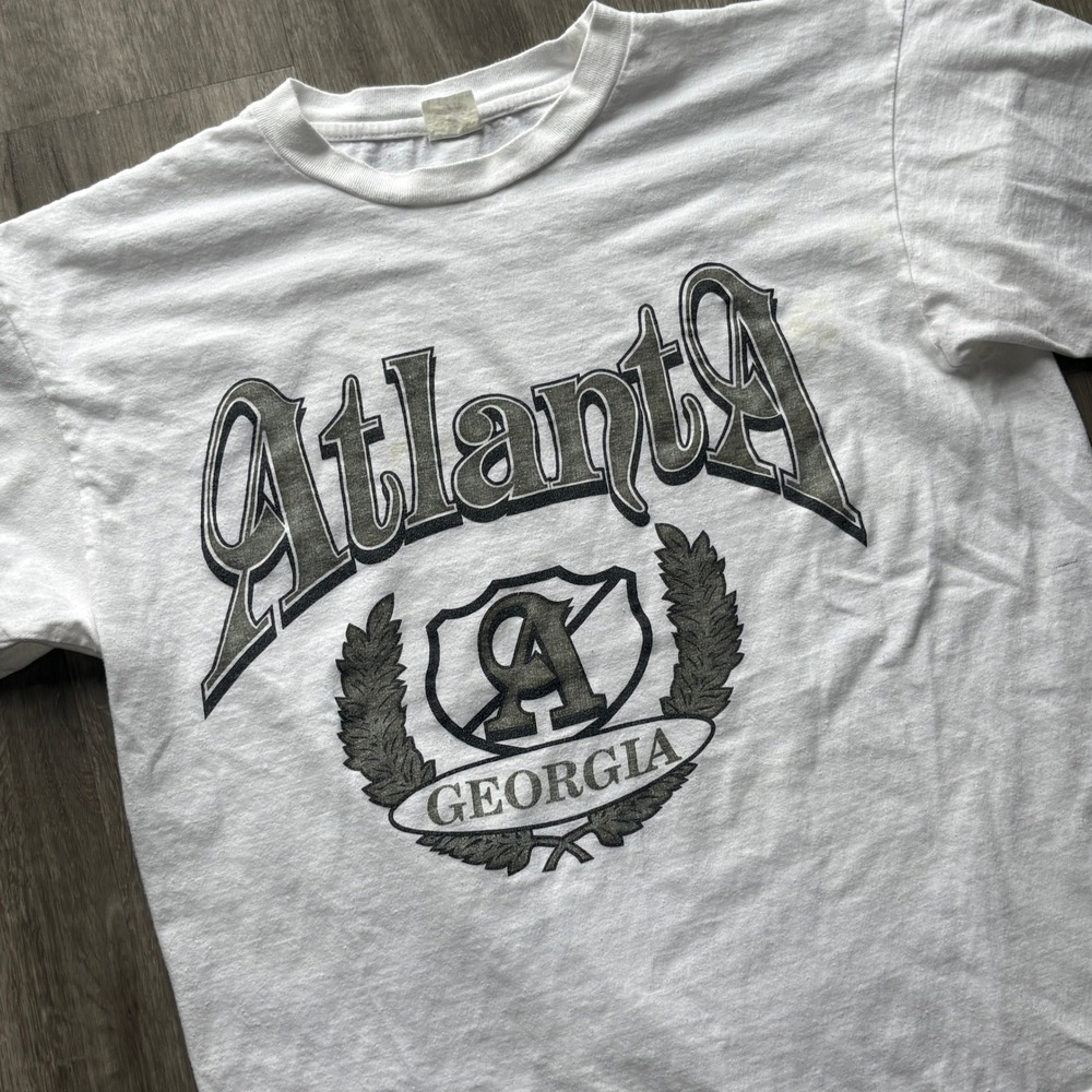 Vintage Atlanta Georgia Graphic T-Shirt White Optimal-T XL Souvenir Tee - Picture 2 of 3